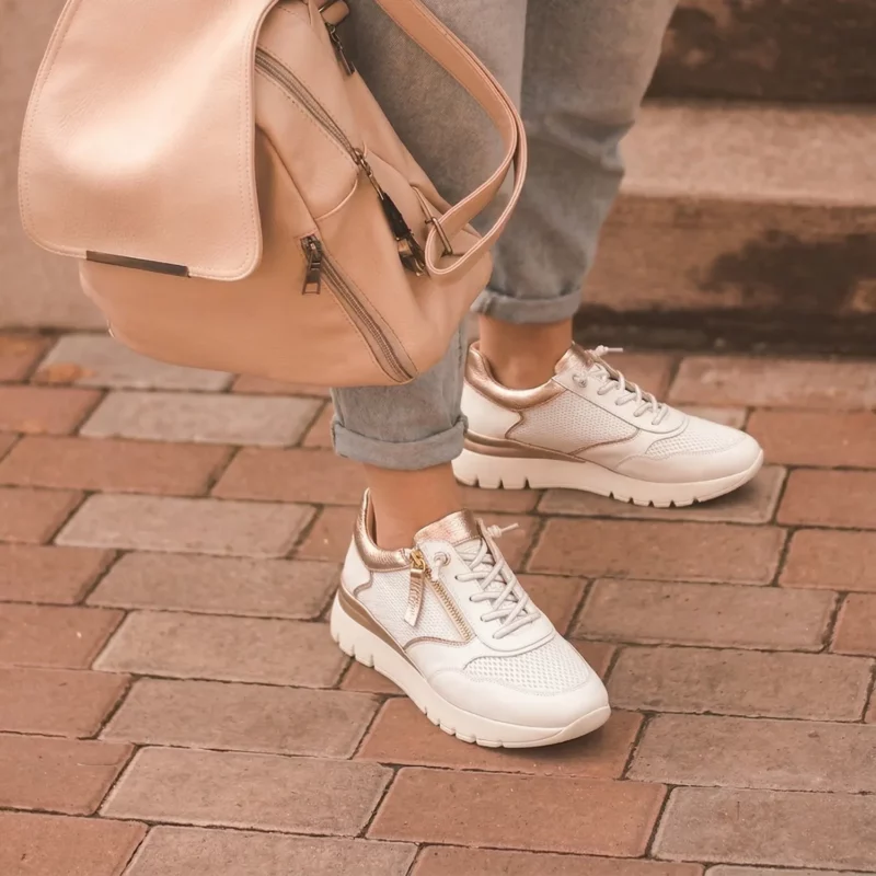 Baskets cuir femme avec fermeture éclair