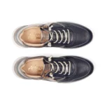 Baskets cuir marine femme avec fermeture éclair vue de dessus