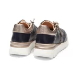 Baskets cuir marine femme avec fermeture éclair vue de 3-4 arrière