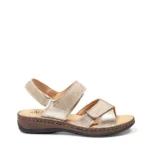 Sandales confort femme spécial hallux valgus cuir couleur champagne vue de profil