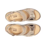 Sandales confort femme spécial hallux valgus cuir couleur champagne vue de dessus