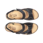 Sandales confort femme spécial hallux valgus cuir couleur marine vue de dessus