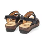 Sandales confort femme spécial hallux valgus cuir couleur marine vue de 3-4 arrière