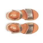 Sandales confort femme cuir couleur champagne semelle sportive vue de dessus