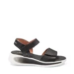 Sandales confort femme cuir couleur noir semelle sportive vue de profil