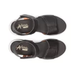 Sandales confort femme cuir couleur noir semelle sportive vue de dessus