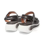 Sandales confort femme cuir couleur noir semelle sportive vue de 3-4 arrière