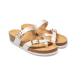 Mules à brides pour femme vue de 3-4 avant couleur beige irisé