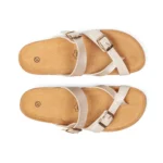 Mules à brides pour femme vue de dessus couleur beige irisé