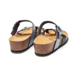 Mules à brides pour femme vue de 3-4 arrière couleur bleu