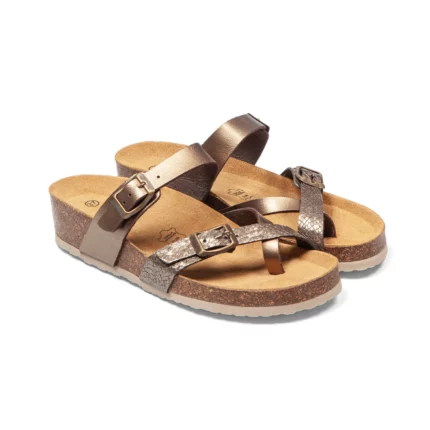 Mules à brides pour femme vue de 3-4 avant couleur bronze