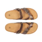 Mules à brides pour femme vue de dessus couleur bronze