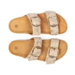 Mules à double brides pour femme vue de dessus couleur champagne