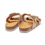 Mules à double brides pour femme vue de 3-4 arrière couleur champagne