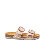 Mules à double brides pour femme vue de profil couleur nude