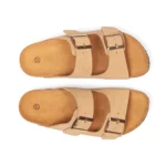 Mules à double brides pour femme vue de dessus couleur beige