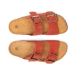 Mules à double brides pour femme vue de dessus couleur corail