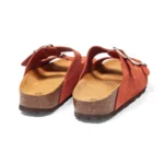 Mules à double brides pour femme vue de 3-4 arrière couleur corail