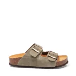 Mules à double brides pour femme vue de profil couleur olive