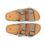 Mules à double brides pour femme vue de dessus couleur olive