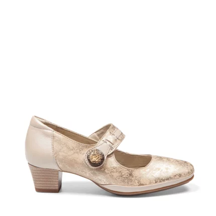 Trotteur femme cuir couleur beige vue de profil