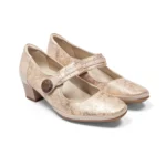 Trotteur femme cuir couleur beige vue de 3-4 avant