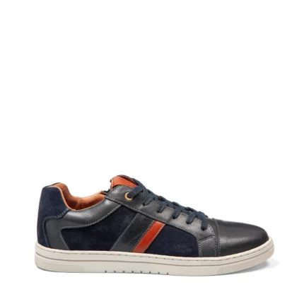 Sneakers homme tendance cuir marine vue de profil