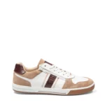 Sneakers homme en cuir couleur beige blanc vue de profil