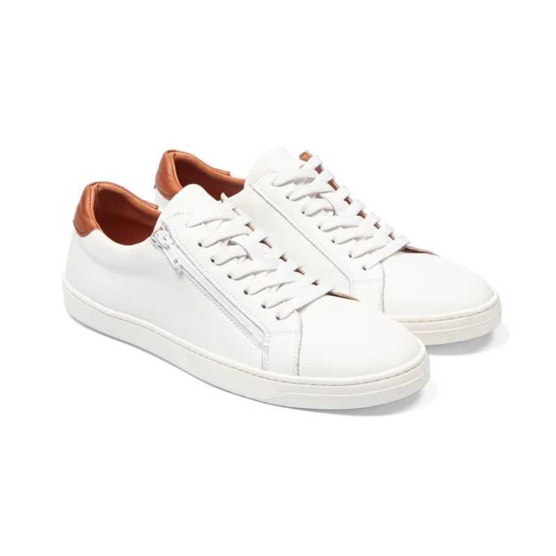 Sneakers homme cuir blanc vue de 3-4 avant