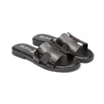 Nu-pieds à larges lanières cuir vue de 3-4 avant