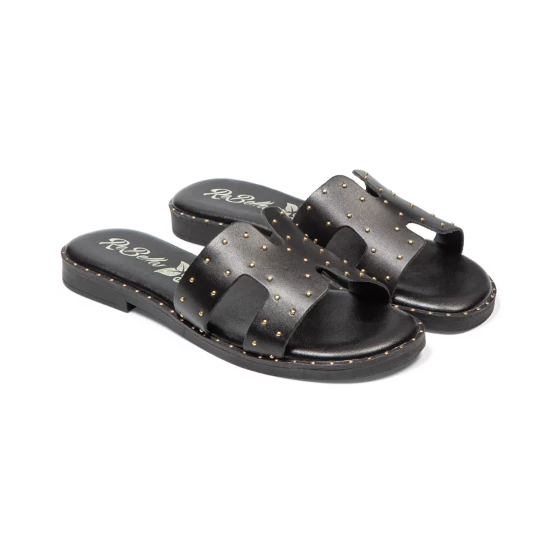 Nu-pieds à larges lanières cuir vue de 3-4 avant