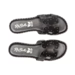 Nu-pieds à larges lanières cuir vue de dessus