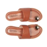 Mules plates pour femme vue de dessus couleur cognac