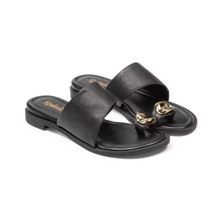 Mules plates pour femme vue de 3-4 avant couleur noir