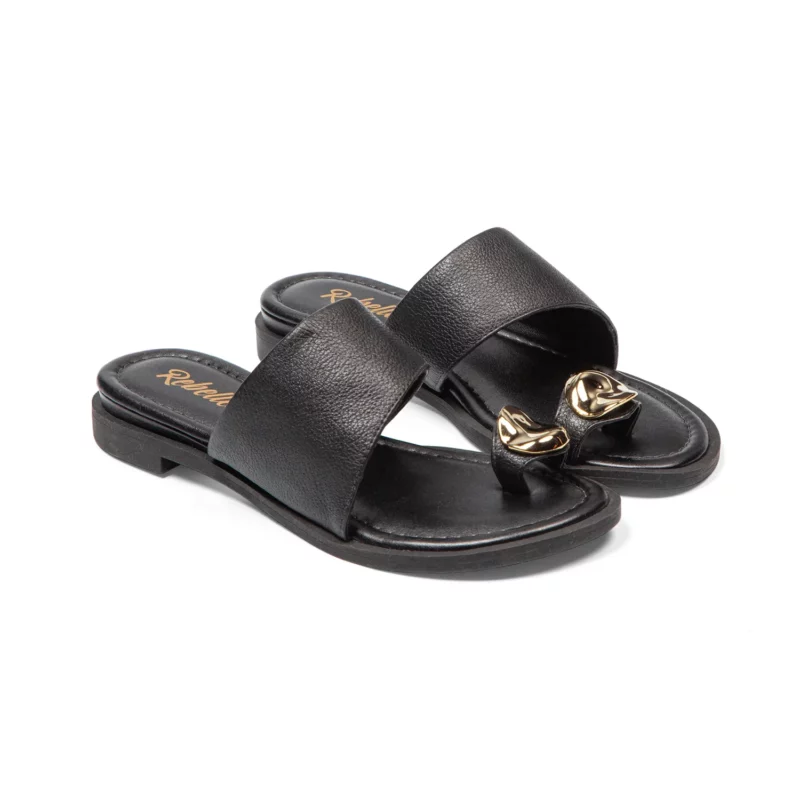 Mules plates pour femme vue de 3-4 avant couleur noir