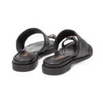 Mules plates pour femme vue de 3-4 arrière couleur noir