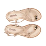 Sandales plates pour femme vue de dessus couleur beige