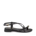 Sandales plates pour femme vue de profil couleur noir