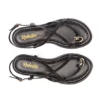 Sandales plates pour femme vue de dessus couleur noir