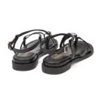 Sandales plates pour femme vue de 3-4 arrière couleur noir