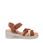 Sandales confort femme cuir couleur marron vue de profil