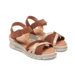 Sandales confort femme cuir couleur marron vue de 3-4 avant