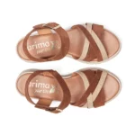 Sandales confort femme cuir couleur marron vue de dessus