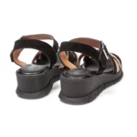 Sandales confort femme cuir couleur noir vue de 3-4 arrière