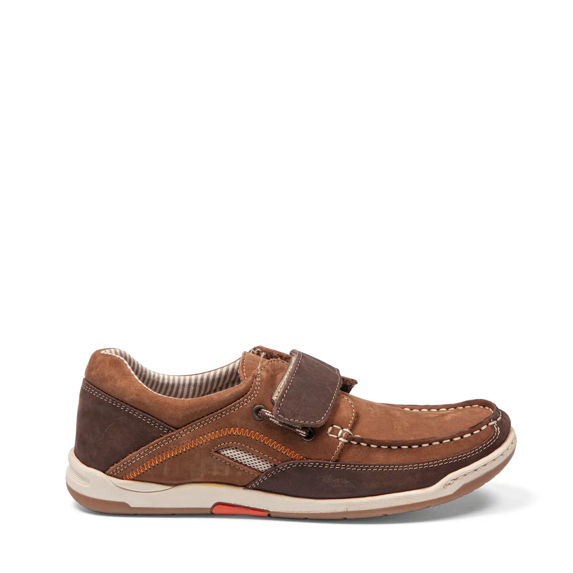 chaussures à scratch ALBION MARRON TAUPE 01 bd chaussures à scratch pour homme en cuir marron taupe vue de profil