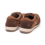 chaussures à scratch pour homme en cuir marron taupe vue de 3-4 arrière