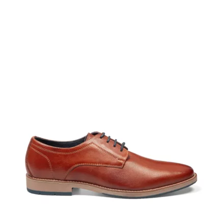 Derbies en cuir cognac pour homme vue de profil
