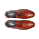 Derbies en cuir cognac pour homme vue de dessus