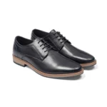 Derbies en cuir marine pour homme vue de 3-4 avant
