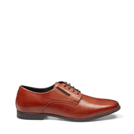 Derbies en cuir cognac pour homme vue de profil